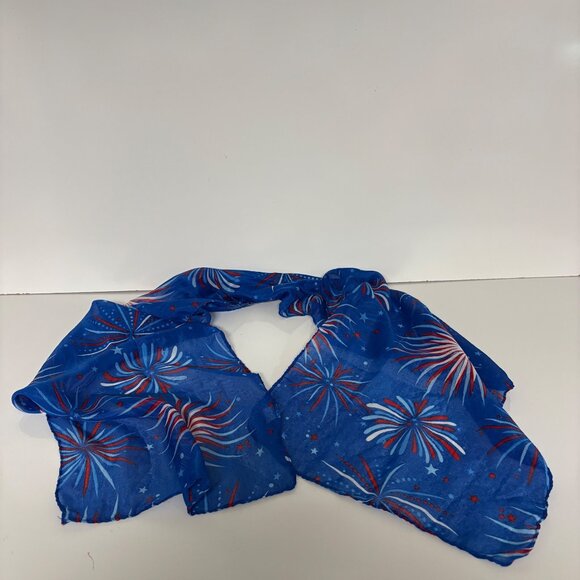 Patriotic Blue Fireworks Print Scarf 4th Of July Fashion Accessory - Picture 8 of 8